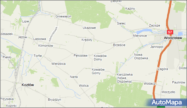 mapa Kowalów Dolny, Kowalów Dolny na mapie Targeo