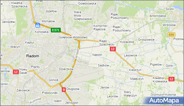 mapa Natolin gmina Jedlnia-Letnisko, Natolin gmina Jedlnia-Letnisko na mapie Targeo