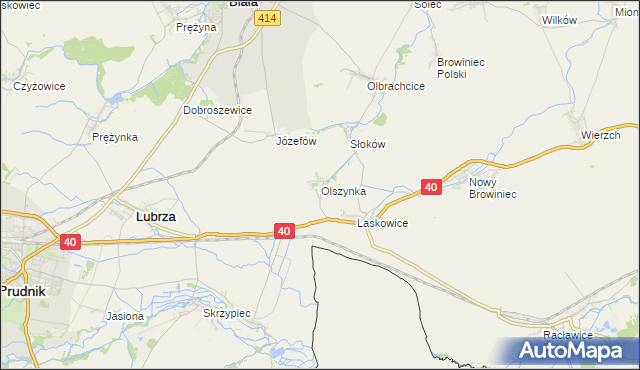 mapa Olszynka gmina Lubrza, Olszynka gmina Lubrza na mapie Targeo