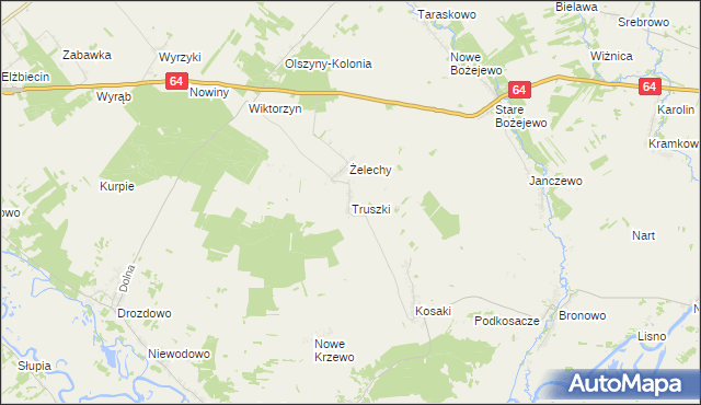 mapa Truszki gmina Piątnica, Truszki gmina Piątnica na mapie Targeo