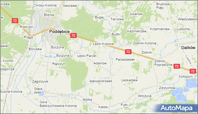 mapa Ciężków gmina Poddębice, Ciężków gmina Poddębice na mapie Targeo