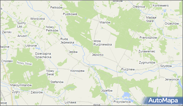 mapa Jeziorko gmina Lutomiersk, Jeziorko gmina Lutomiersk na mapie Targeo