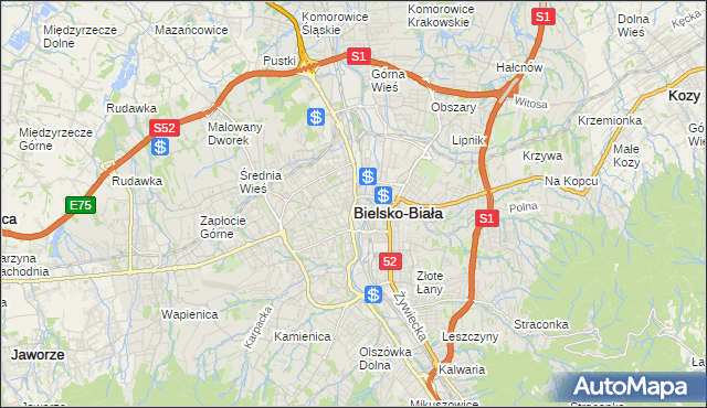 mapa Bielsko-Białej, Bielsko-Biała na mapie Targeo