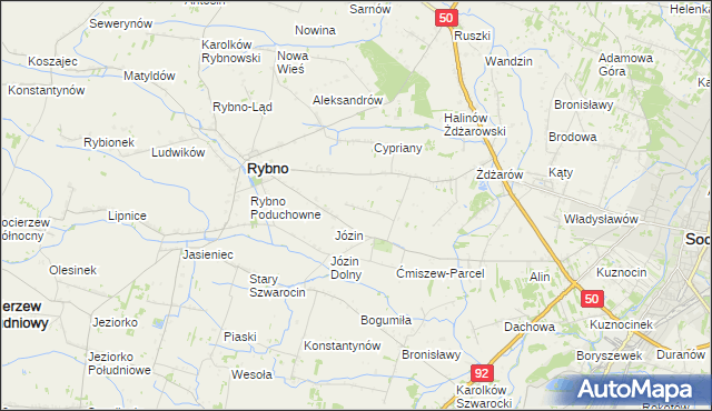 mapa Ćmiszew Rybnowski, Ćmiszew Rybnowski na mapie Targeo