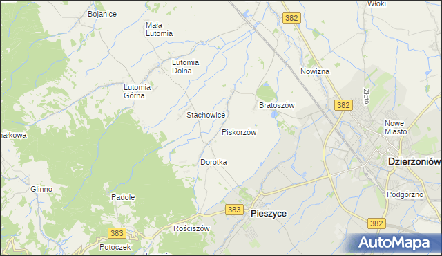 mapa Piskorzów gmina Pieszyce, Piskorzów gmina Pieszyce na mapie Targeo