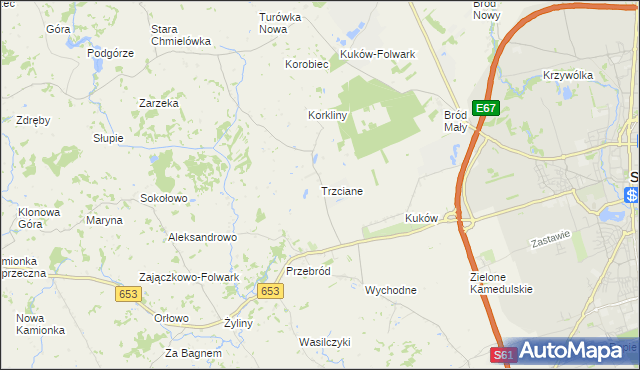 mapa Trzciane, Trzciane na mapie Targeo