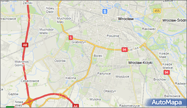 mapa Borek gmina Wrocław, Borek gmina Wrocław na mapie Targeo