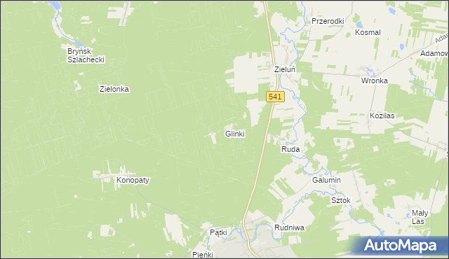 mapa Glinki gmina Lidzbark, Glinki gmina Lidzbark na mapie Targeo