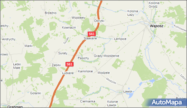 mapa Grądy-Możdżenie, Grądy-Możdżenie na mapie Targeo