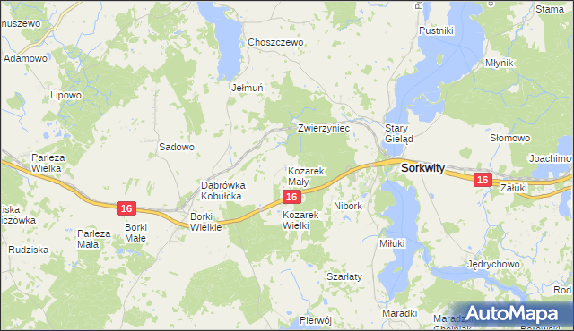 mapa Kozarek Mały, Kozarek Mały na mapie Targeo