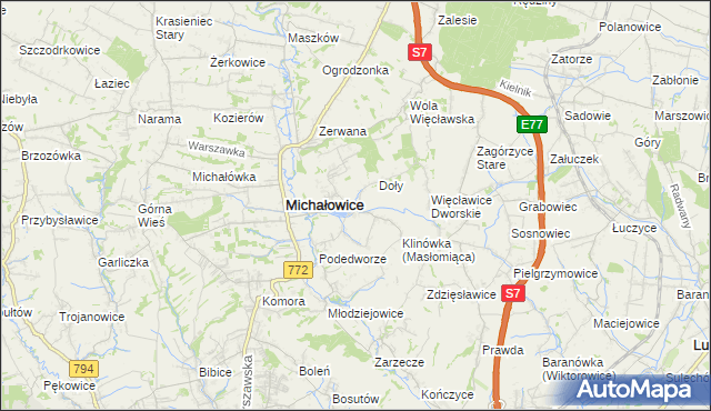 mapa Masłomiąca, Masłomiąca na mapie Targeo