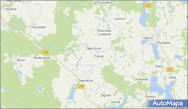 mapa Pokręt gmina Łobez, Pokręt gmina Łobez na mapie Targeo