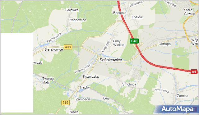 mapa Sośnicowice, Sośnicowice na mapie Targeo