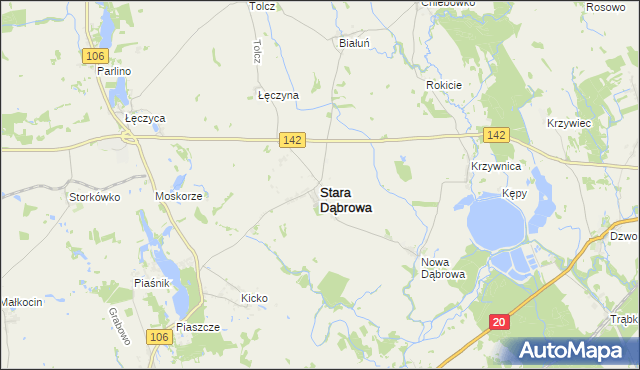 mapa Stara Dąbrowa powiat stargardzki, Stara Dąbrowa powiat stargardzki na mapie Targeo