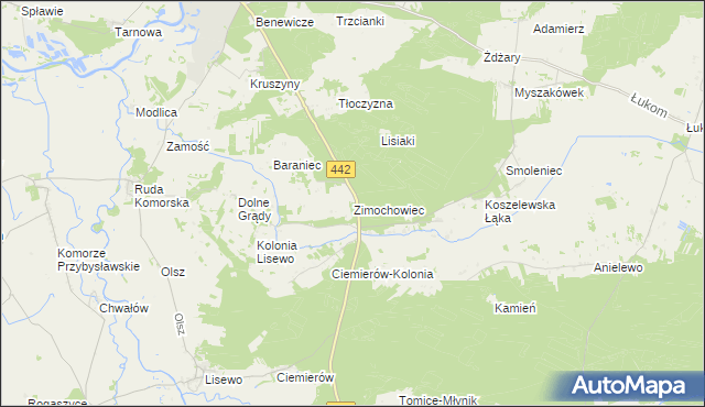 mapa Zimochowiec, Zimochowiec na mapie Targeo