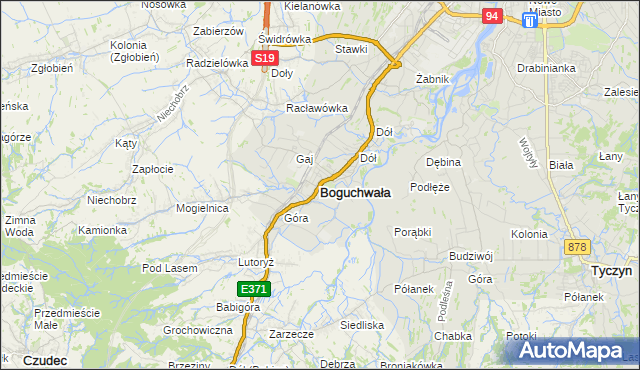 mapa Boguchwała powiat rzeszowski, Boguchwała powiat rzeszowski na mapie Targeo