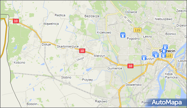 mapa Mierzyn gmina Dobra (Szczecińska), Mierzyn gmina Dobra (Szczecińska) na mapie Targeo