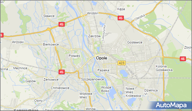 mapa Opola, Opole na mapie Targeo