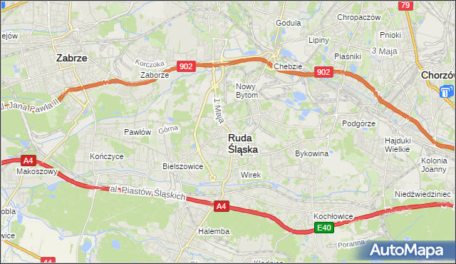 mapa Rudy Śląskiej, Ruda Śląska na mapie Targeo