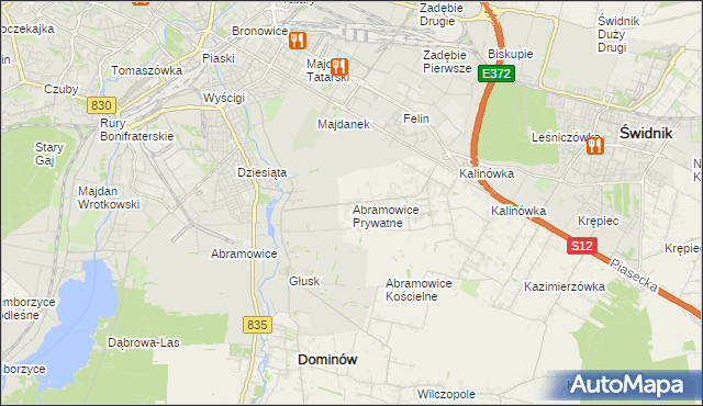mapa Abramowice Prywatne, Abramowice Prywatne na mapie Targeo