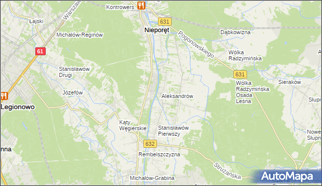 mapa Aleksandrów gmina Nieporęt, Aleksandrów gmina Nieporęt na mapie Targeo