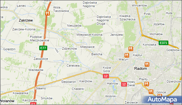 mapa Bielicha, Bielicha na mapie Targeo