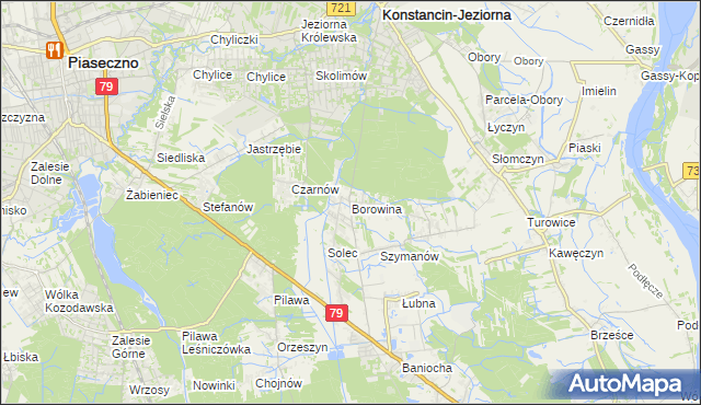 mapa Borowina gmina Konstancin-Jeziorna, Borowina gmina Konstancin-Jeziorna na mapie Targeo