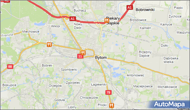 mapa Bytomia, Bytom na mapie Targeo