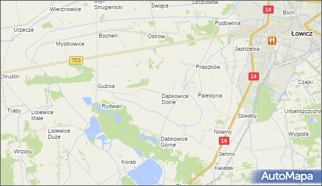 mapa Dąbkowice Dolne, Dąbkowice Dolne na mapie Targeo