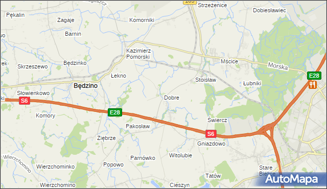 mapa Dobre gmina Będzino, Dobre gmina Będzino na mapie Targeo