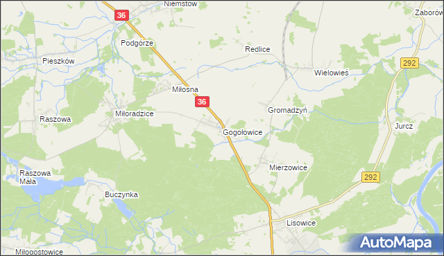 mapa Gogołowice gmina Lubin, Gogołowice gmina Lubin na mapie Targeo
