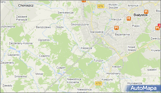 mapa Klepacze gmina Choroszcz, Klepacze gmina Choroszcz na mapie Targeo