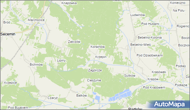 mapa Krzepin, Krzepin na mapie Targeo