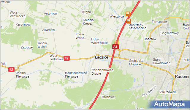 mapa Ładzice, Ładzice na mapie Targeo