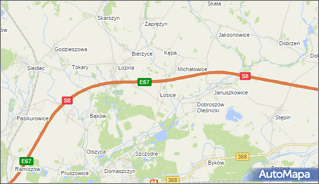 mapa Łosice gmina Długołęka, Łosice gmina Długołęka na mapie Targeo
