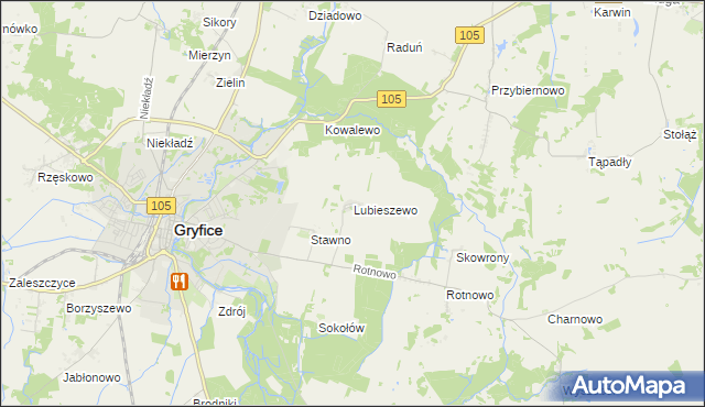 mapa Lubieszewo gmina Gryfice, Lubieszewo gmina Gryfice na mapie Targeo
