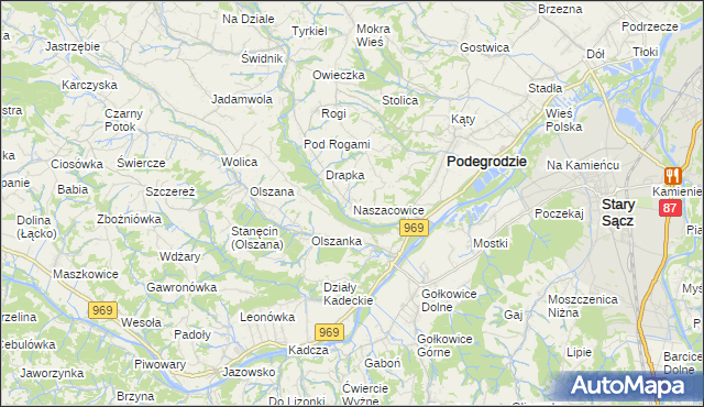 mapa Naszacowice, Naszacowice na mapie Targeo