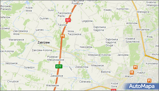 mapa Nieczatów, Nieczatów na mapie Targeo