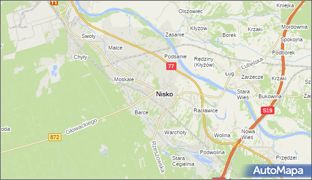 mapa Nisko, Nisko na mapie Targeo