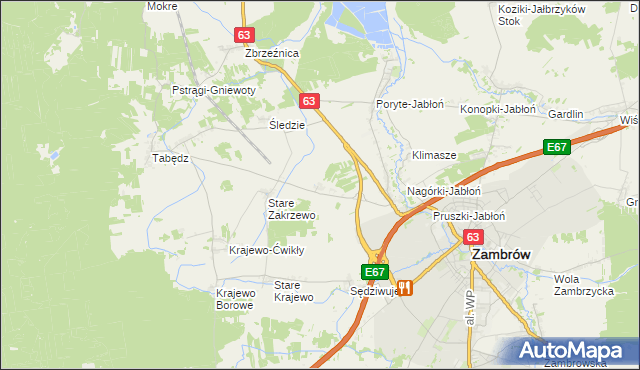 mapa Nowe Zakrzewo, Nowe Zakrzewo na mapie Targeo