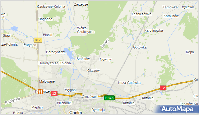 mapa Nowiny gmina Chełm, Nowiny gmina Chełm na mapie Targeo