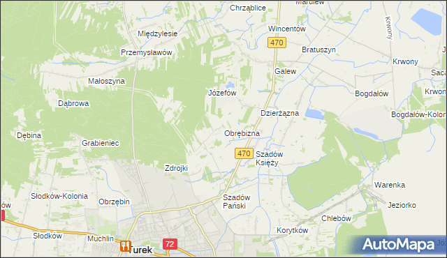 mapa Obrębizna, Obrębizna na mapie Targeo