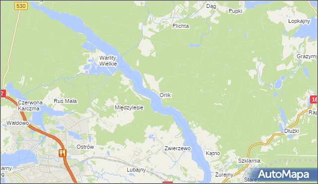 mapa Orlik gmina Łukta, Orlik gmina Łukta na mapie Targeo