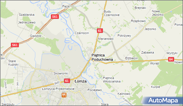 mapa Piątnica Poduchowna, Piątnica Poduchowna na mapie Targeo