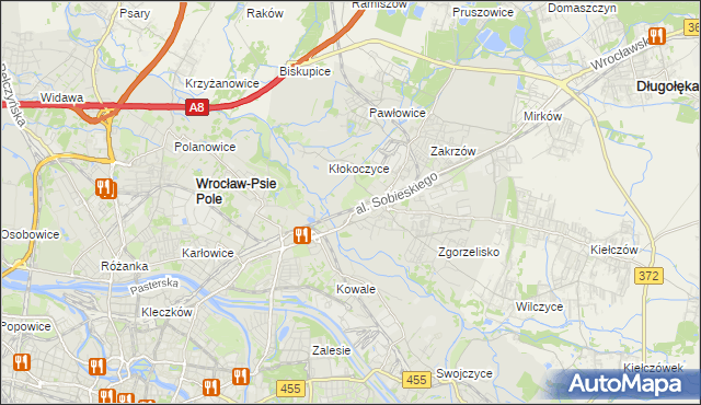 mapa Psie Pole gmina Wrocław, Psie Pole gmina Wrocław na mapie Targeo