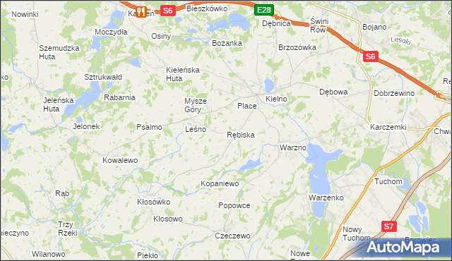 mapa Rębiska gmina Szemud, Rębiska gmina Szemud na mapie Targeo