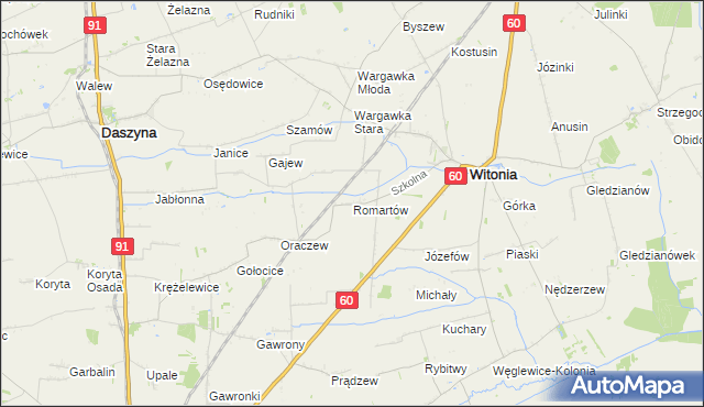 mapa Romartów, Romartów na mapie Targeo