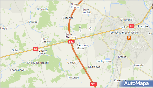 mapa Sierzputy Młode, Sierzputy Młode na mapie Targeo
