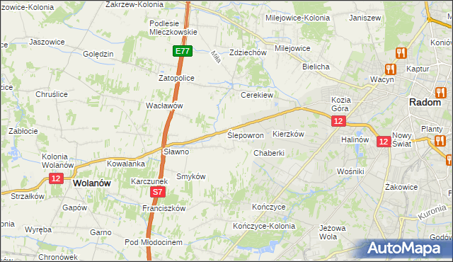 mapa Ślepowron, Ślepowron na mapie Targeo