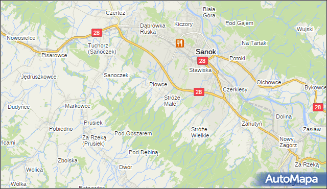 mapa Stróże Małe, Stróże Małe na mapie Targeo